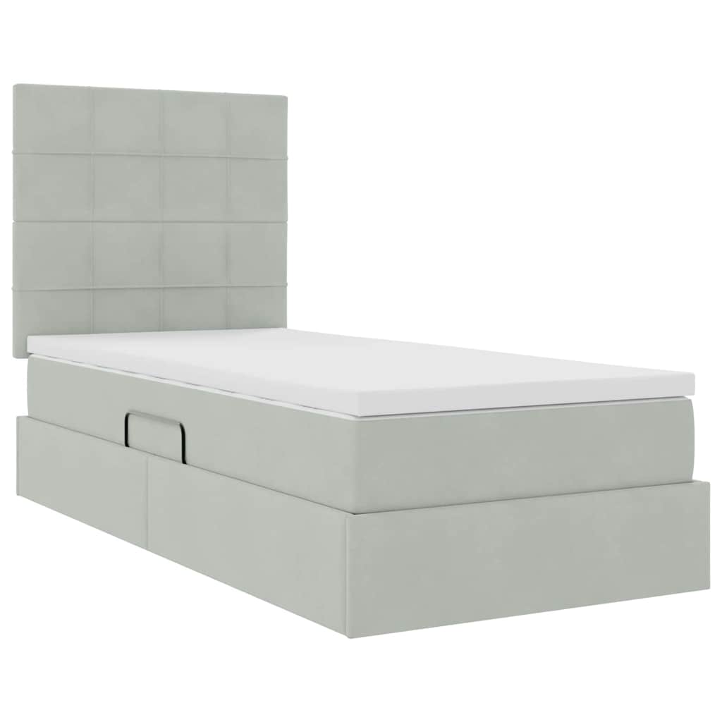 Krevet s madracem i skladištem Svijetlo siva 100 x 200 cm