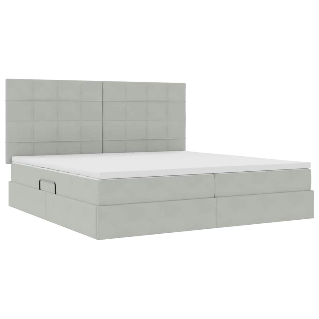 Krevet s madracem i skladištem Svijetlo siva 200 x 200 cm