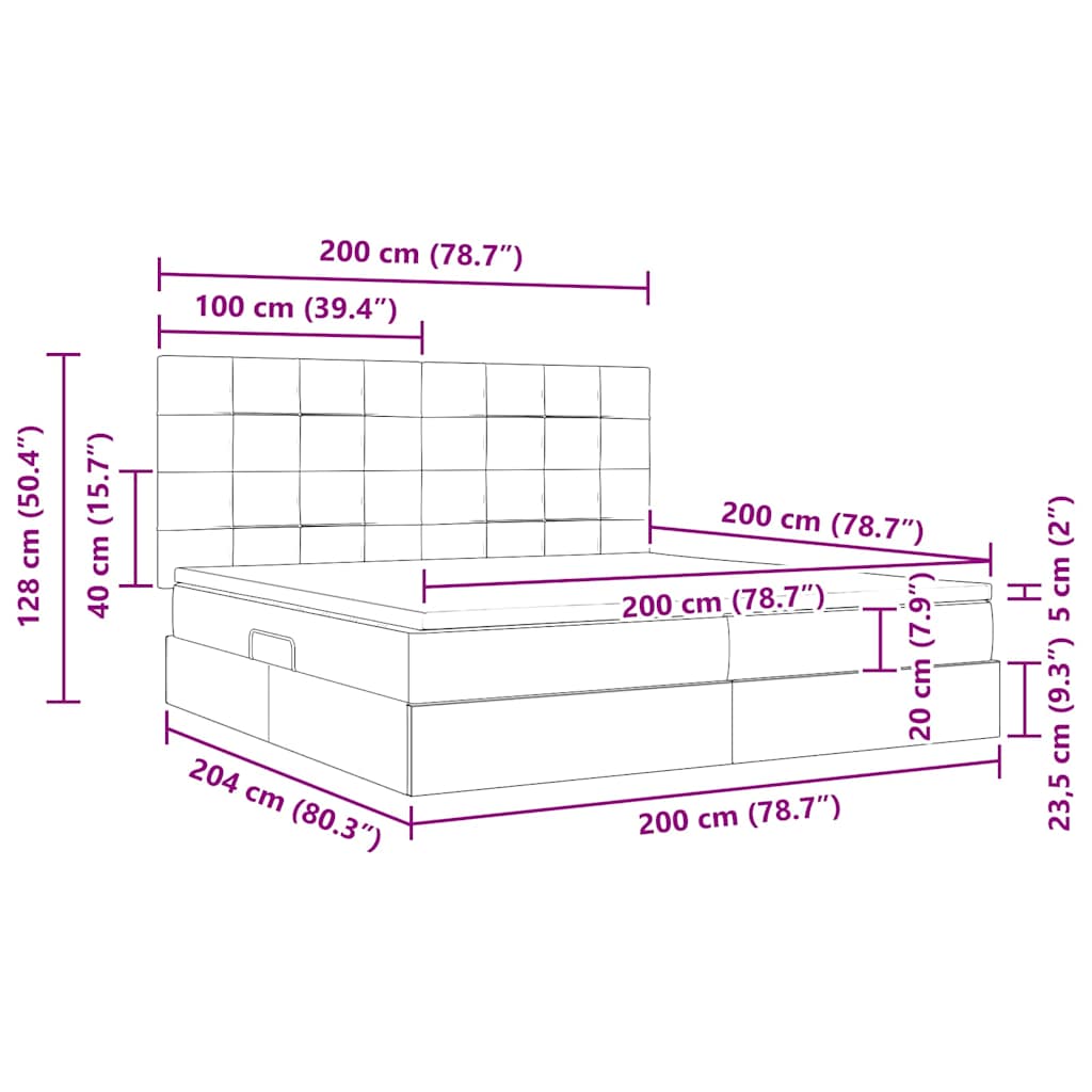 Krevet s madracem i skladištem Crna 200 x 200 cm Baršun
