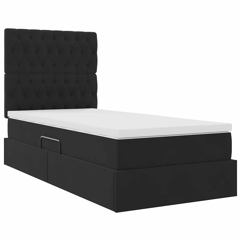 Krevet s madracem i skladištem Crna 90 x 190 cm Baršun