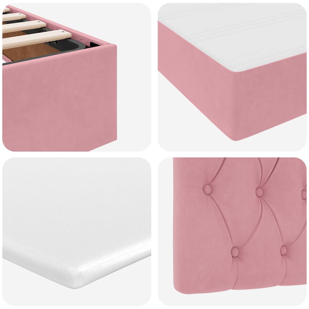 Krevet s madracem i skladištem Ružičasta 90 x 190 cm Baršun