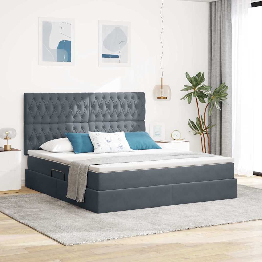 Krevet s madracem i skladištem Tamno siva 180 x 200 cm Baršun