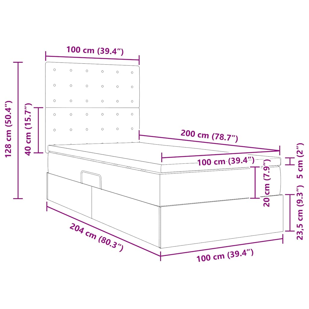 Krevet s madracem i skladištem Ružičasta 100 x 200 cm Baršun