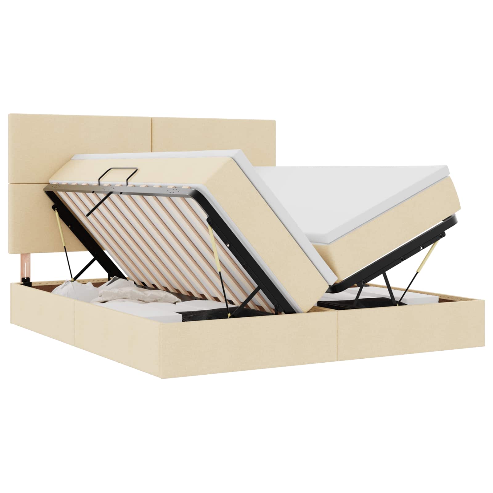 Krevet s od storage s uzglavljem Krema 180 x 200 cm Lažna koža