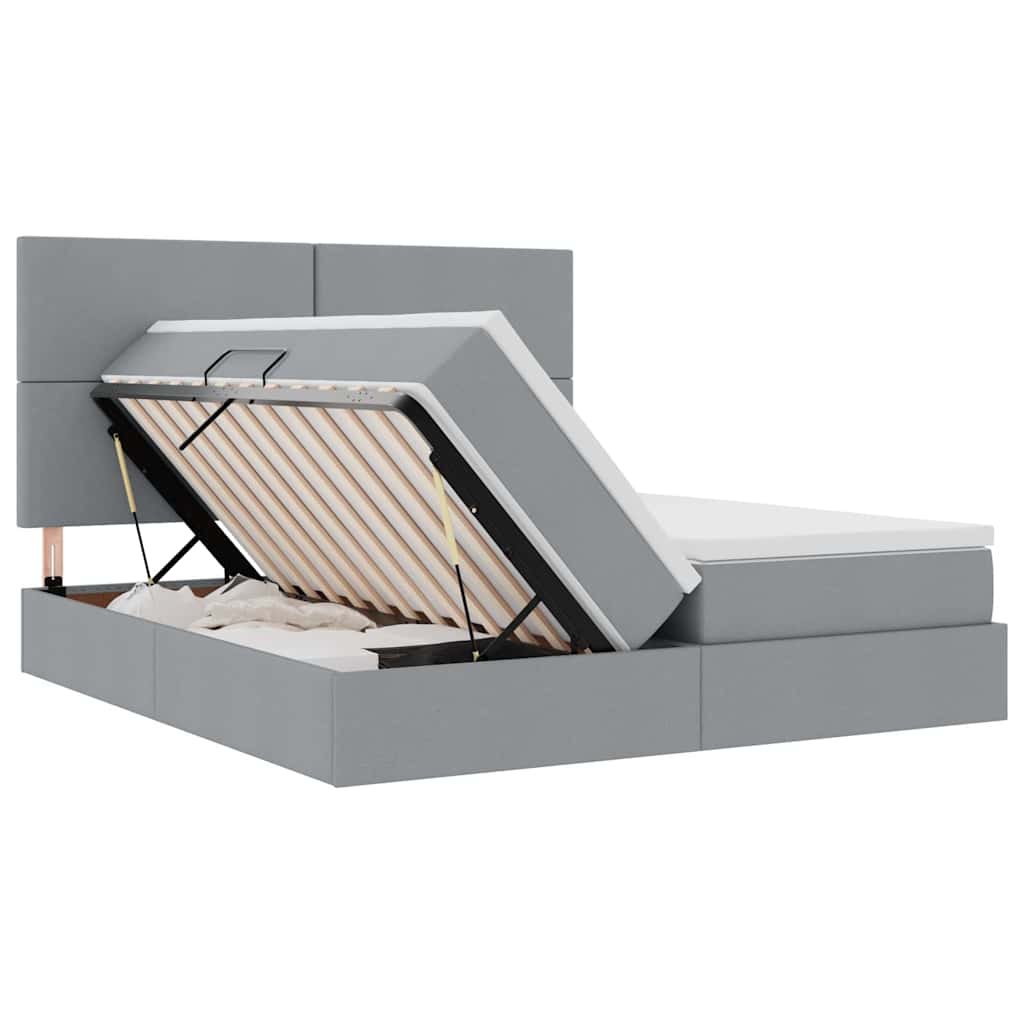 Krevet s od storage Svijetlo siva 200 x 200 cm Lažna koža