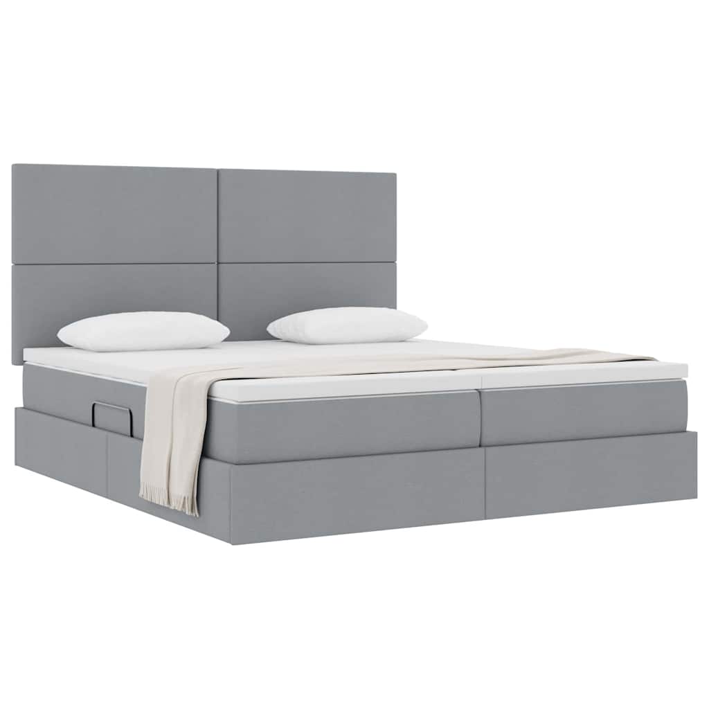 Krevet s od storage Svijetlo siva 200 x 200 cm Lažna koža
