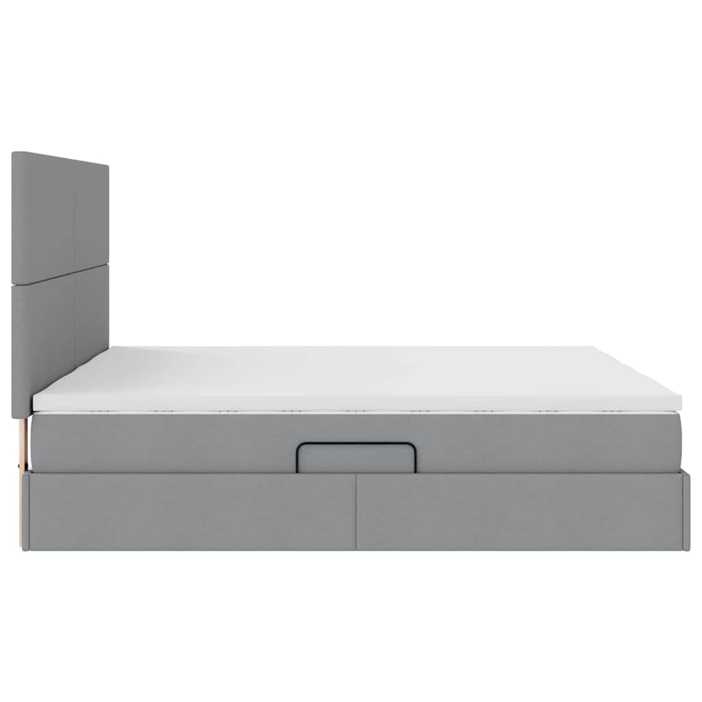 Krevet s od storage s pohranom Svjetlosiva 200 x 200 cm Tkanina