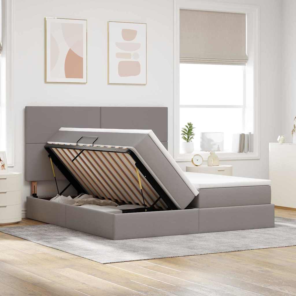Krevet s od storage s uzglavljem Sivosmeđa 200 x 200 cm Tkanina