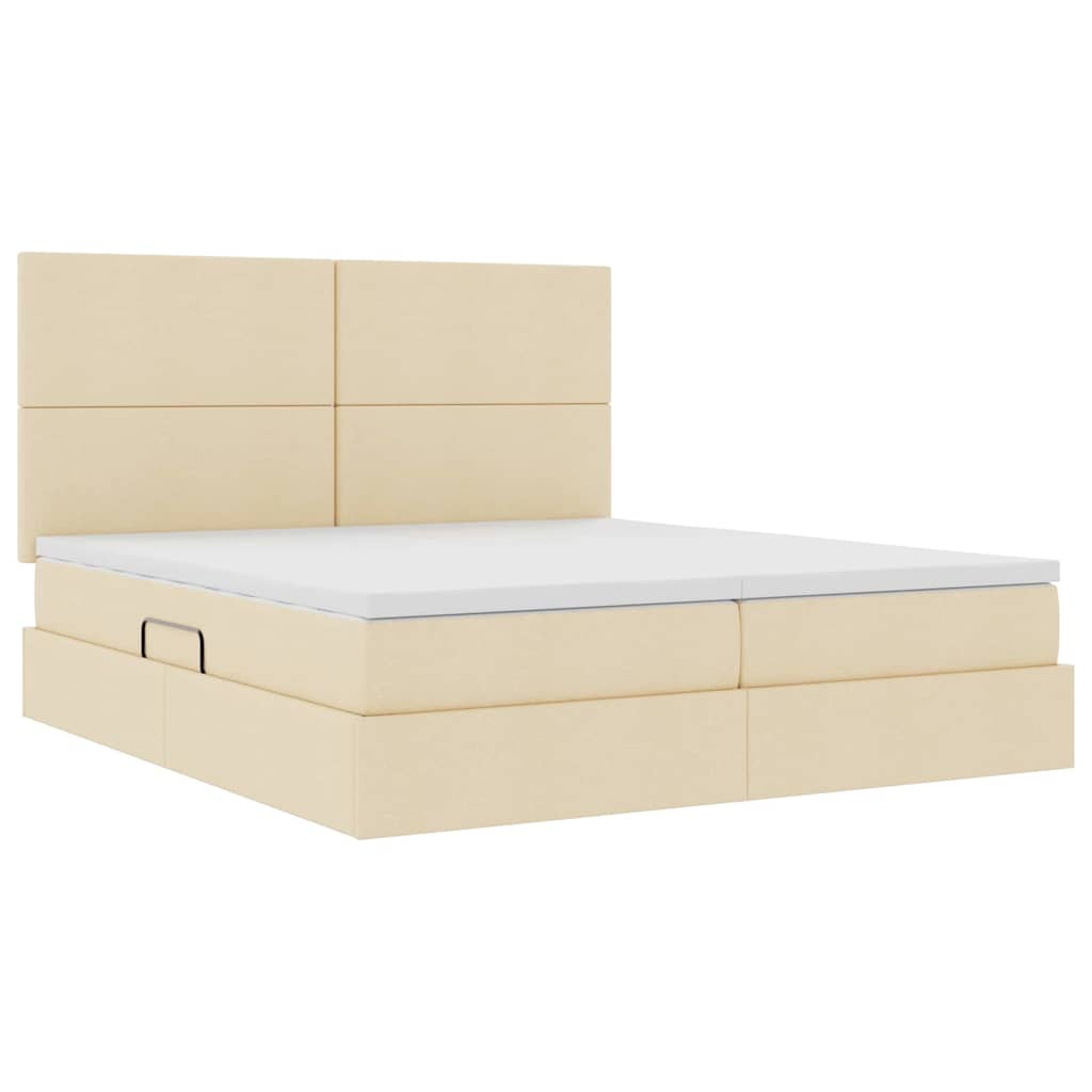Krevet s od storage s uzglavljem Krema 200 x 200 cm Lažna koža