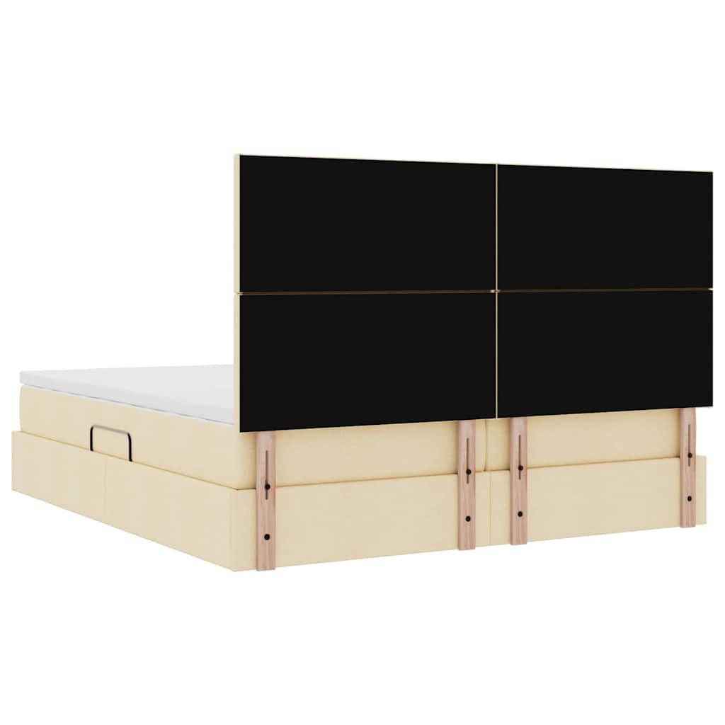 Krevet s od storage s uzglavljem Krema 200 x 200 cm Lažna koža