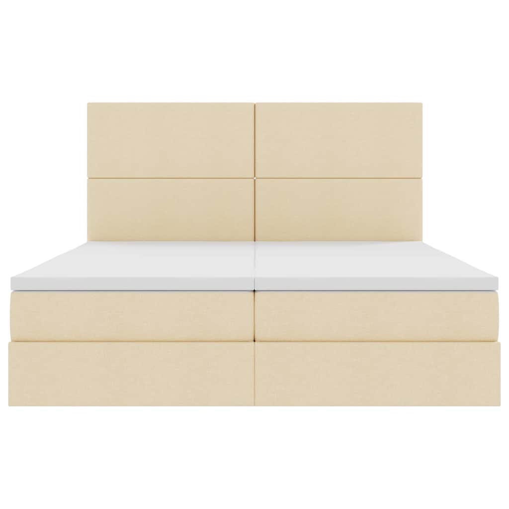 Krevet s od storage s uzglavljem Krema 200 x 200 cm Lažna koža