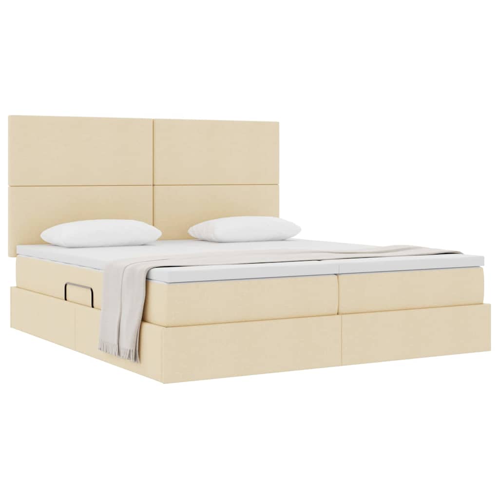 Krevet s od storage s uzglavljem Krema 200 x 200 cm Lažna koža