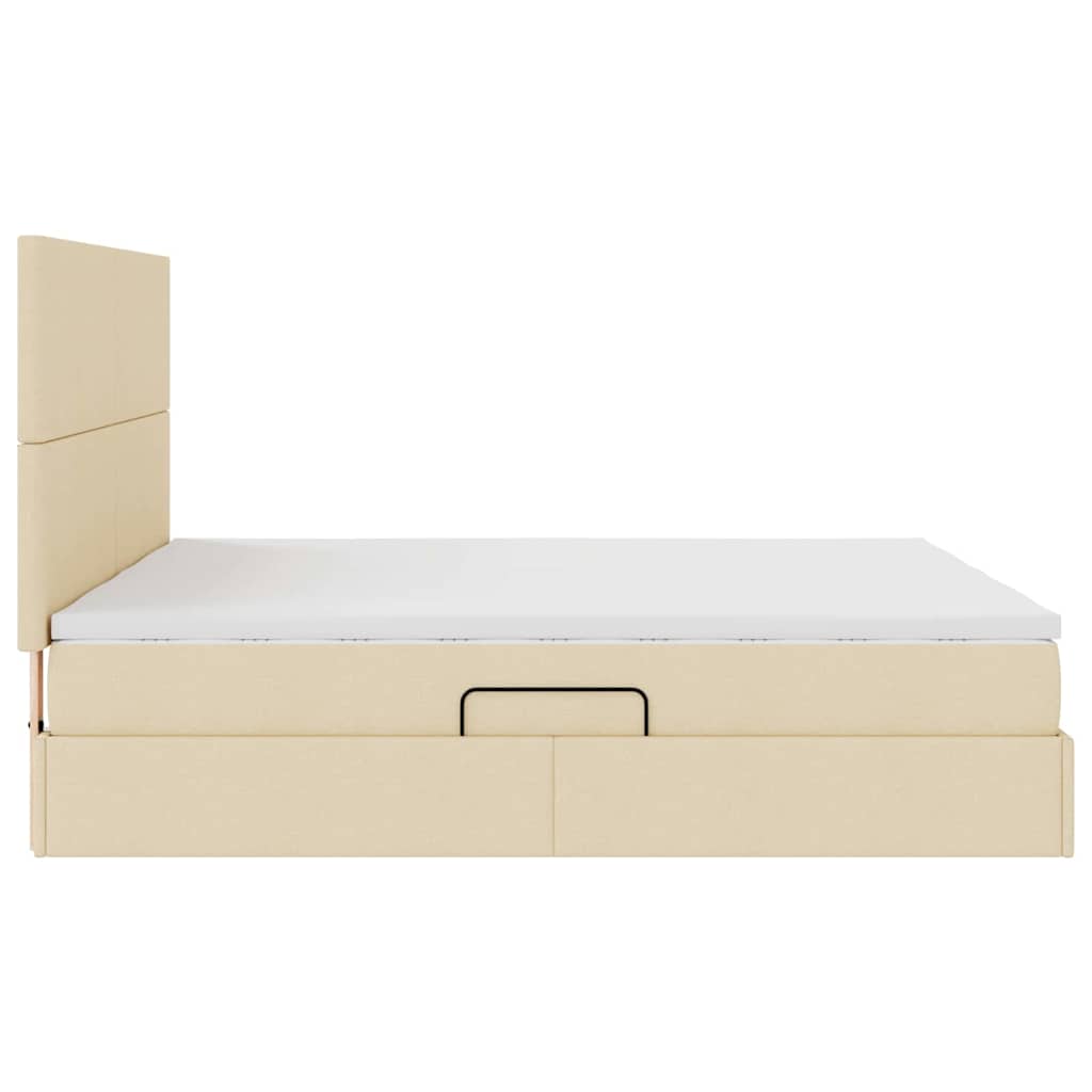 Krevet s od storage s uzglavljem Krema 200 x 200 cm Lažna koža