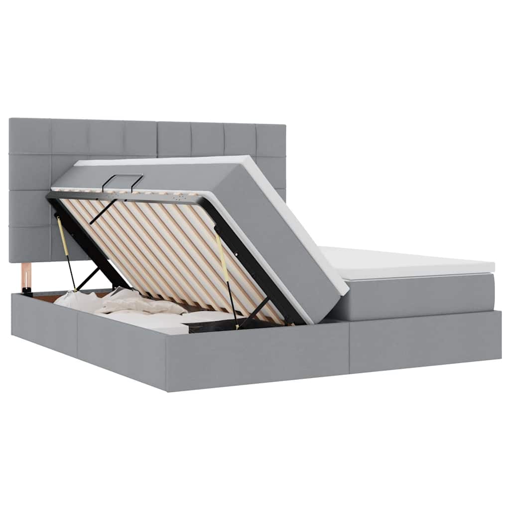 Krevet s od storage s pohranom Svjetlosiva 180 x 200 cm Tkanina