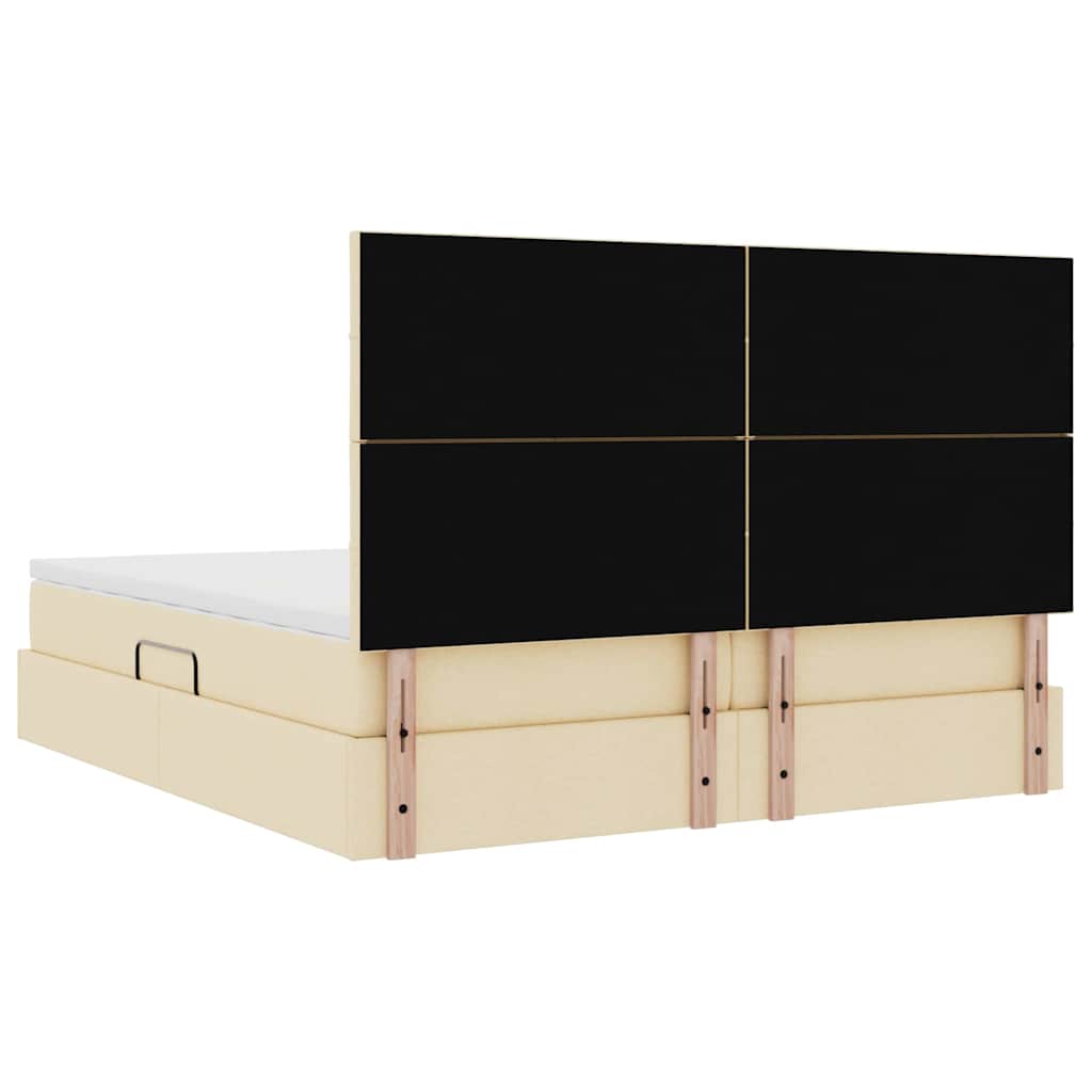 Krevet s od storage s uzglavljem Krema 180 x 200 cm Tkanina