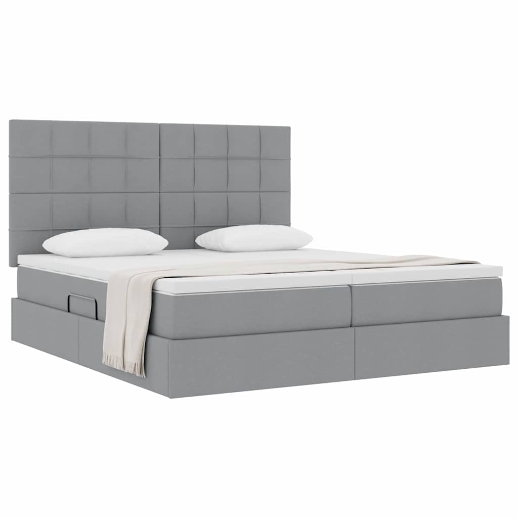 Krevet s od storage Svijetlo siva 200 x 200 cm Lažna koža