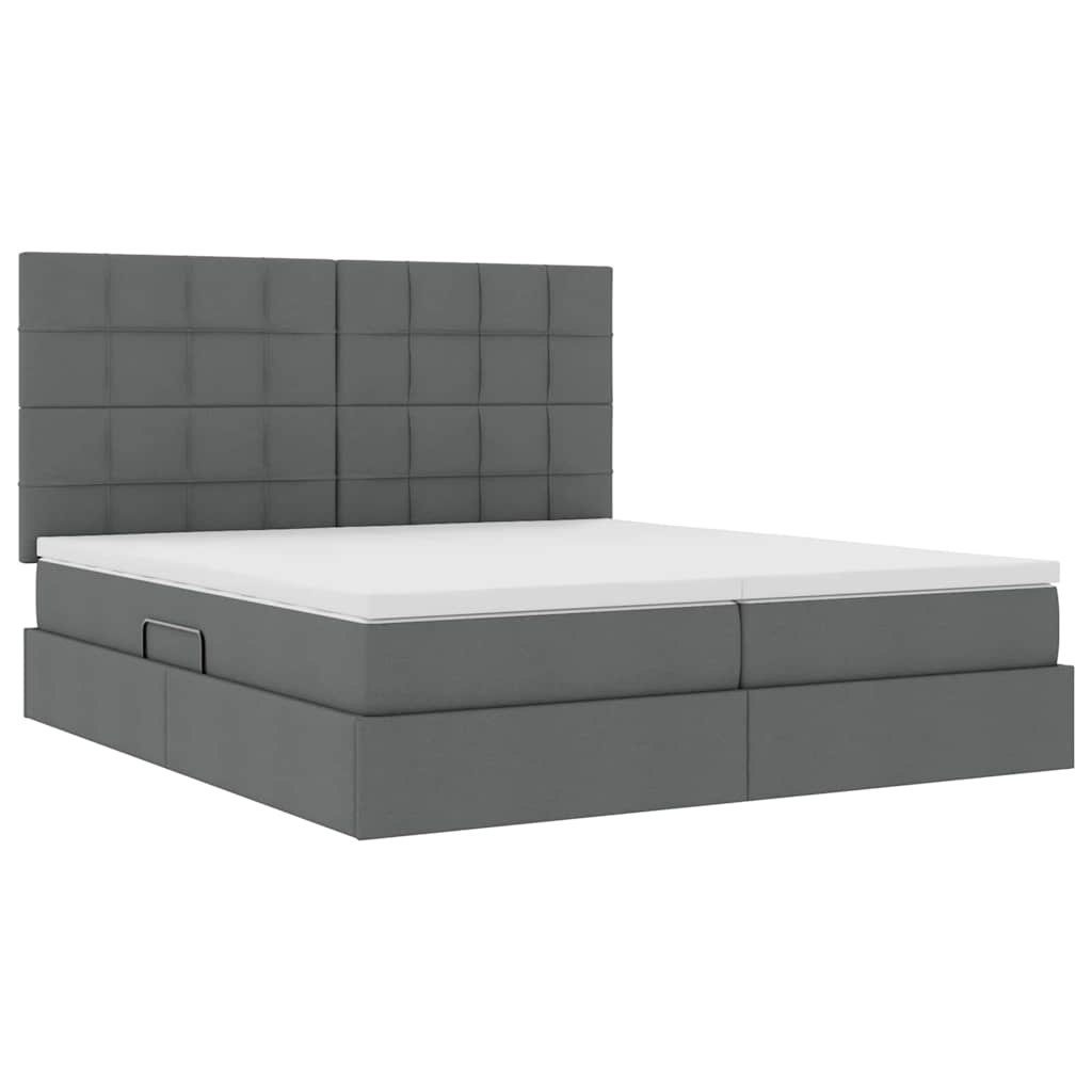 Krevet s od storage s uzglavljem Tamnosiva 200 x 200 cm Tkanina