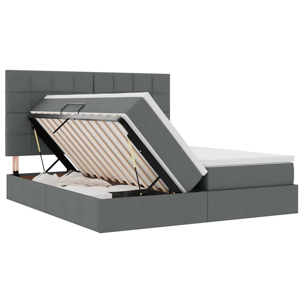 Krevet s od storage Tamno siva 200 x 200 cm Lažna koža