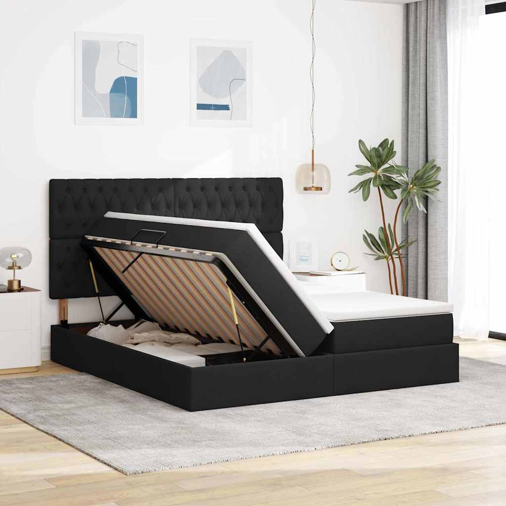 Krevet s od storage s madracem Crna 180 x 200 cm Lažna koža