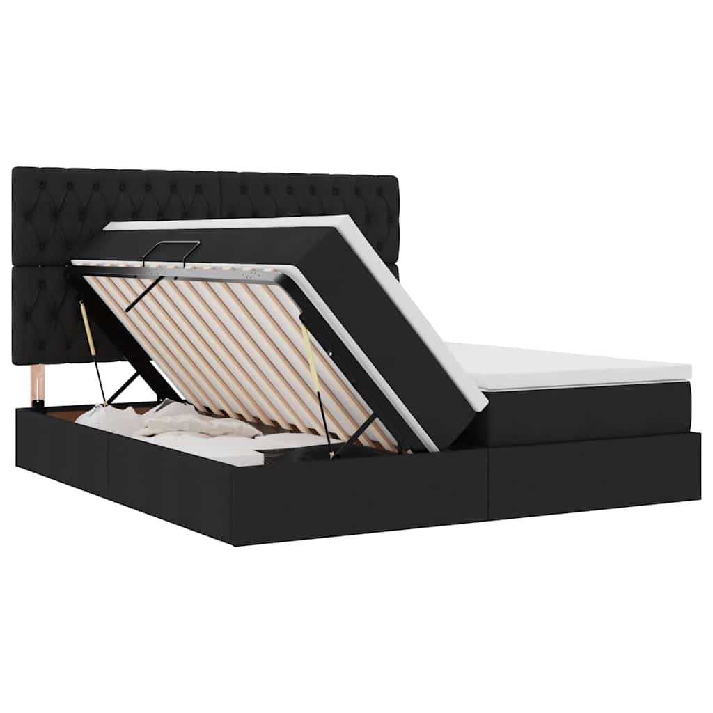 Krevet s od storage s madracem Crna 180 x 200 cm Lažna koža