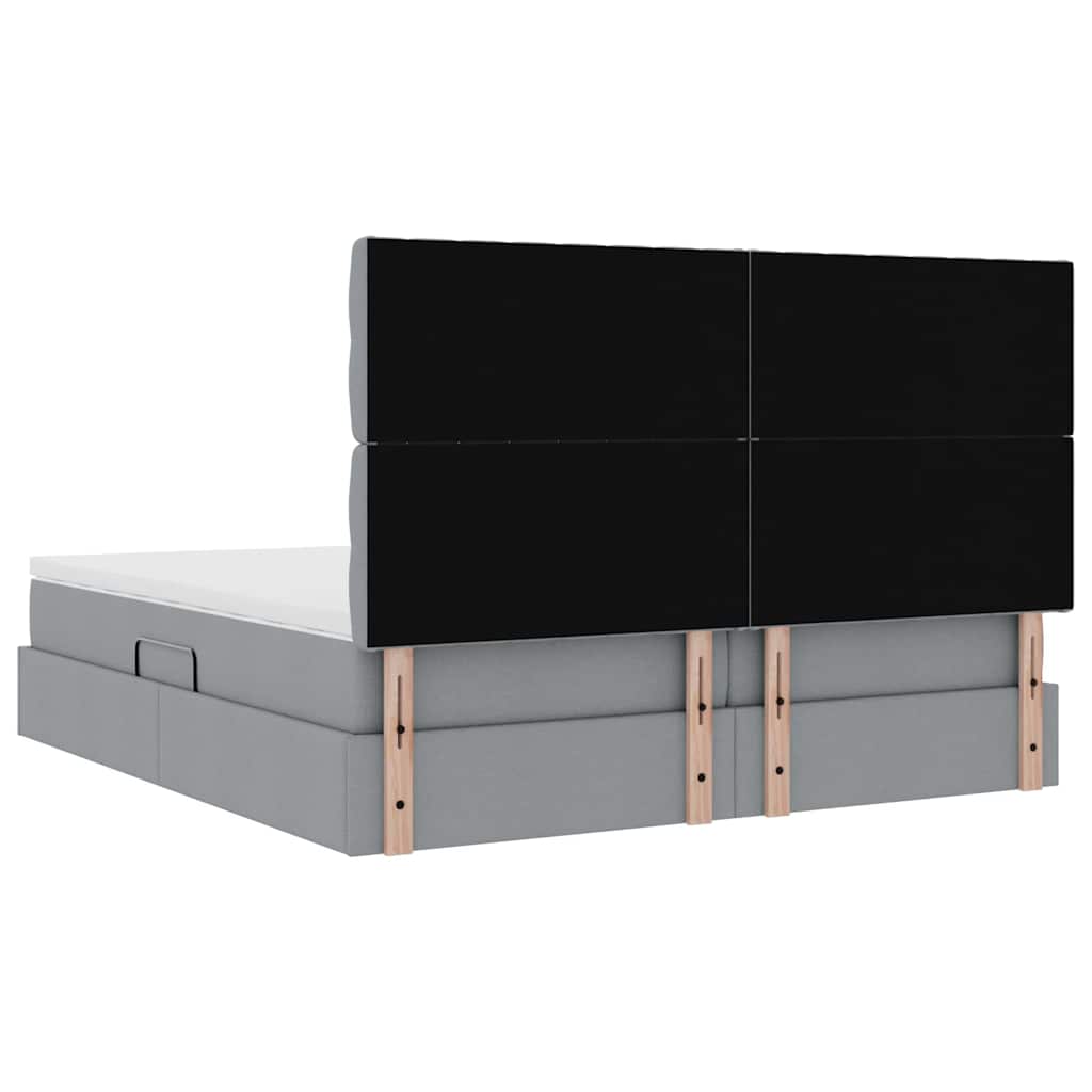 Krevet s od storage Svijetlo siva 200 x 200 cm Lažna koža