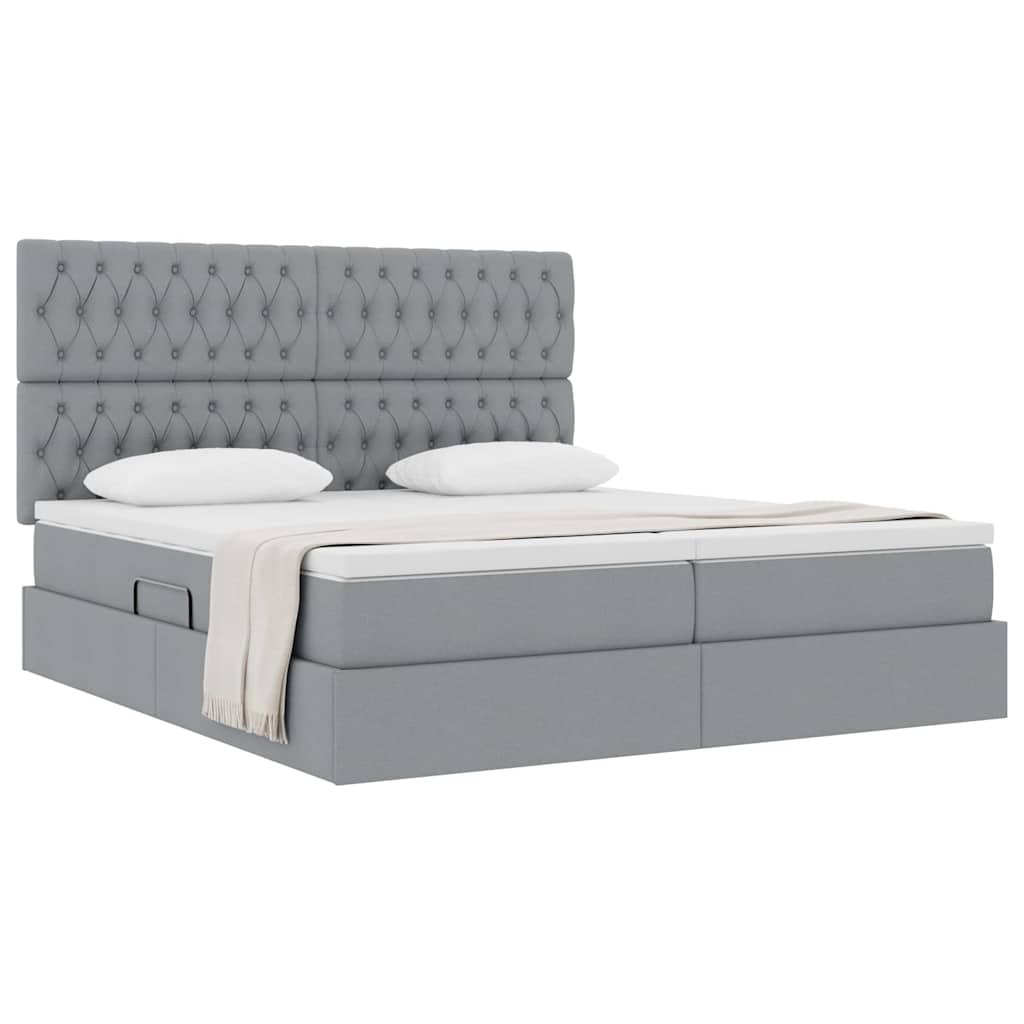 Krevet s od storage Svijetlo siva 200 x 200 cm Lažna koža