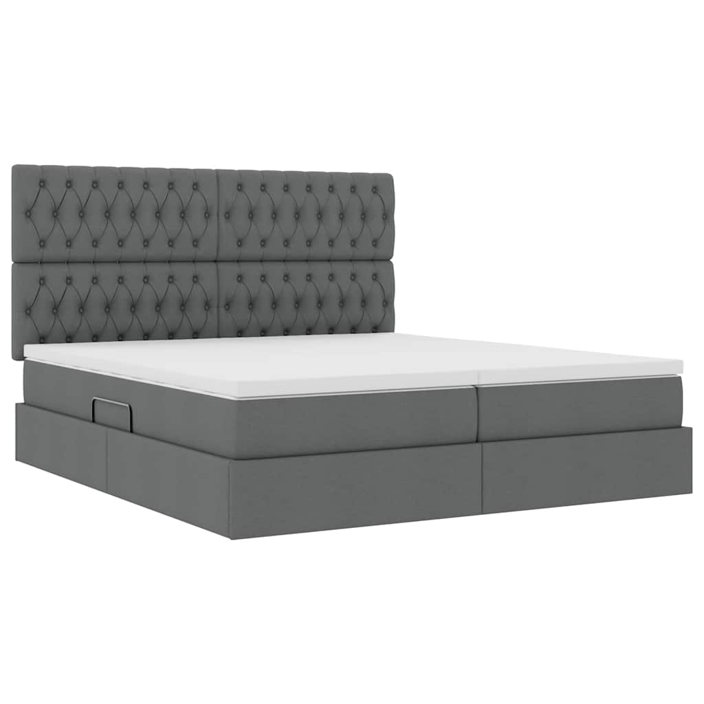 Krevet s od storage Tamno siva 200 x 200 cm Lažna koža