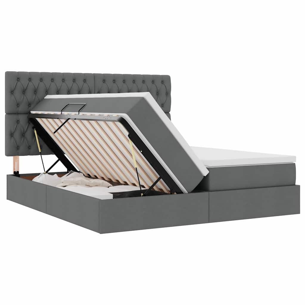 Krevet s od storage Tamno siva 200 x 200 cm Lažna koža