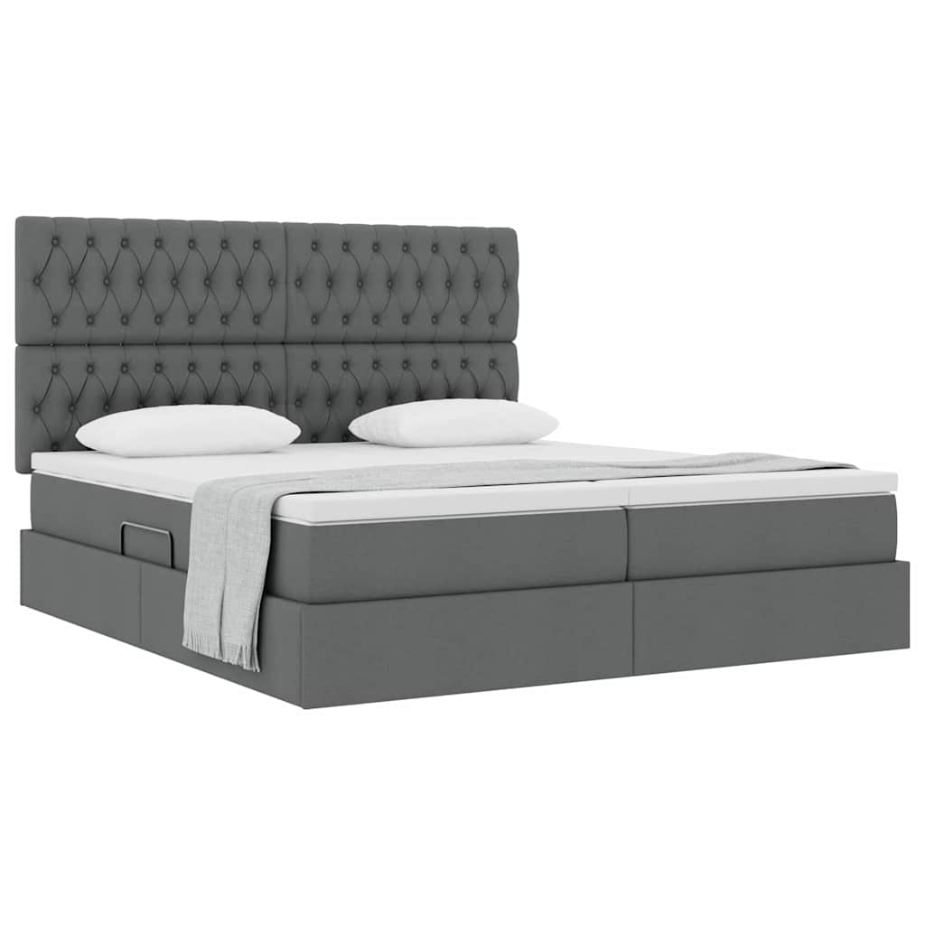 Krevet s od storage Tamno siva 200 x 200 cm Lažna koža