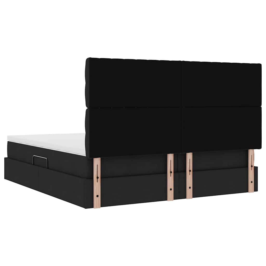 Krevet s od storage s uzglavljem Crna 200 x 200 cm Lažna koža