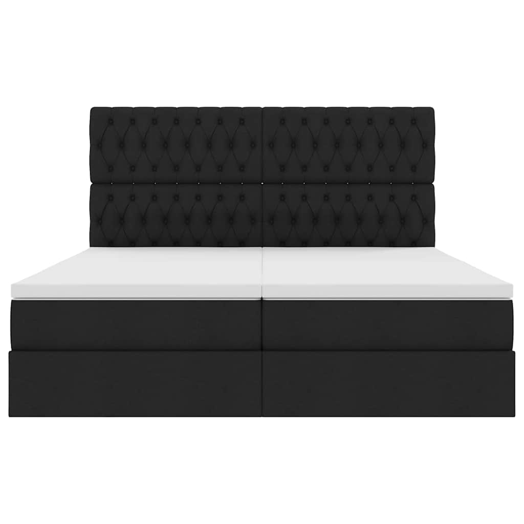 Krevet s od storage s uzglavljem Crna 200 x 200 cm Lažna koža