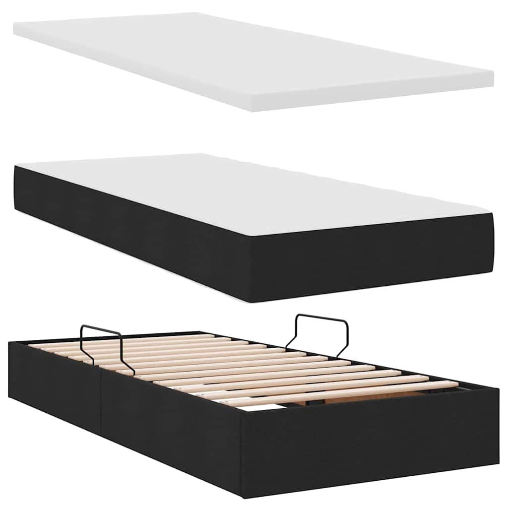 Krevet s od storage s uzglavljem Crna 200 x 200 cm Tkanina