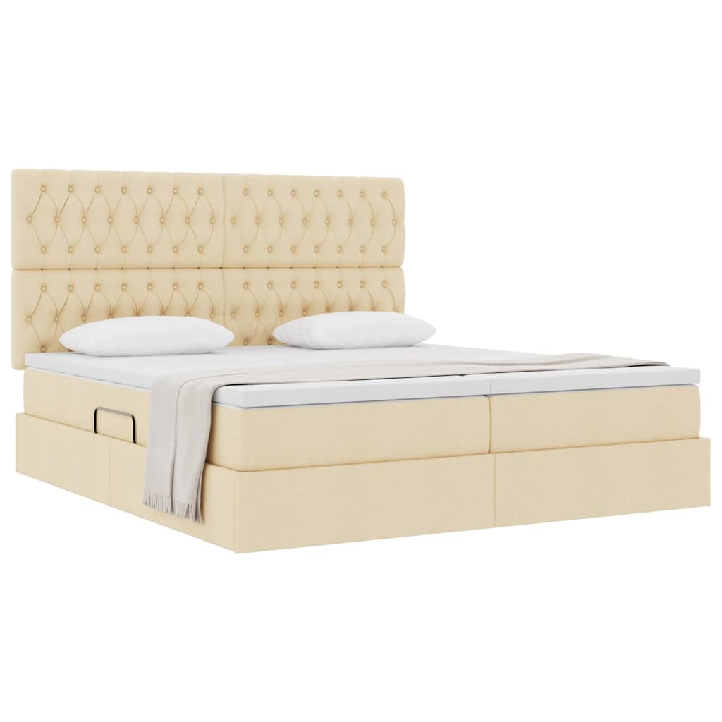 Krevet s od storage s uzglavljem Krema 200 x 200 cm Lažna koža