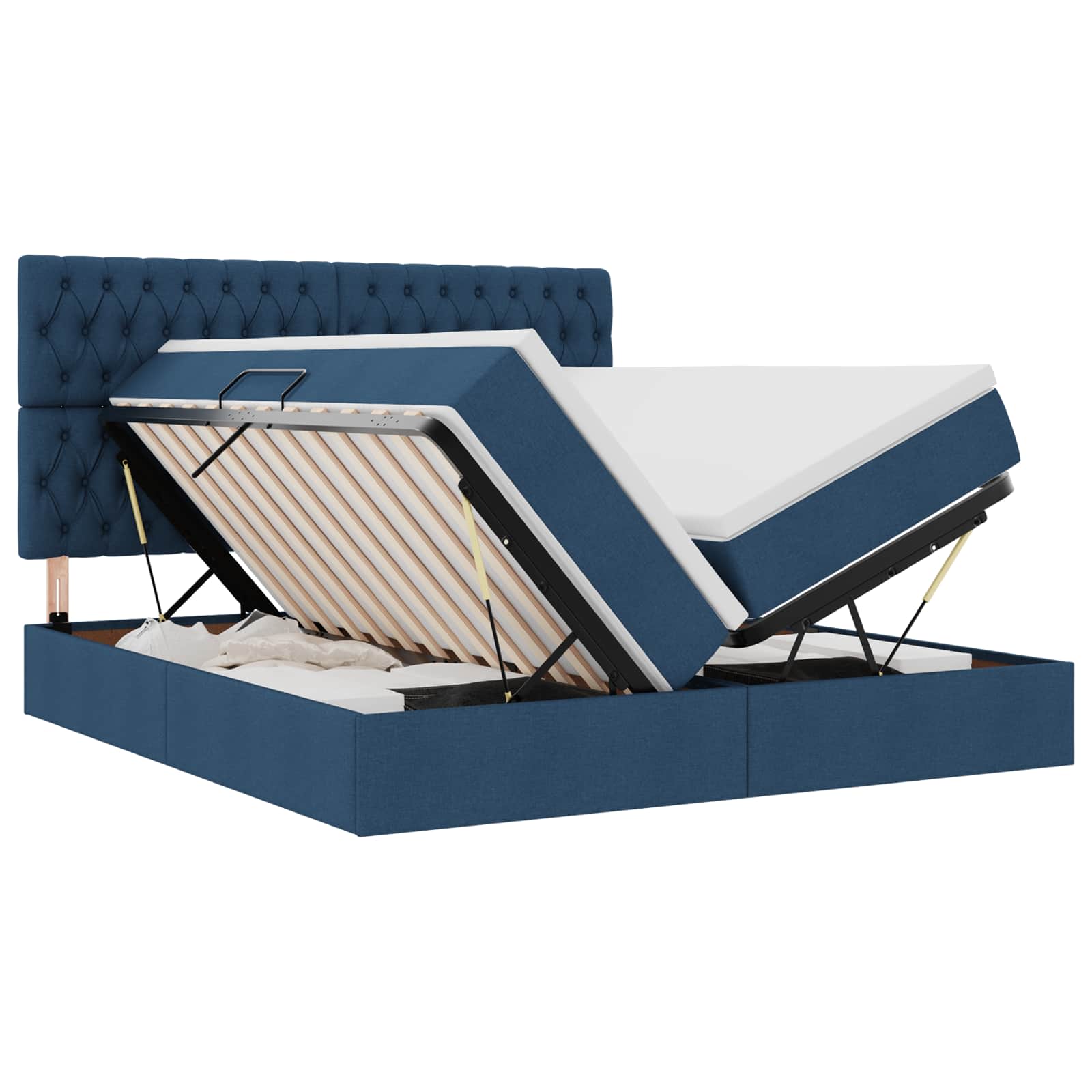 Krevet s od storage s uzglavljem Plava 200 x 200 cm Lažna koža