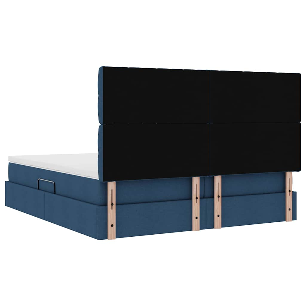 Krevet s od storage s uzglavljem Plava 200 x 200 cm Lažna koža