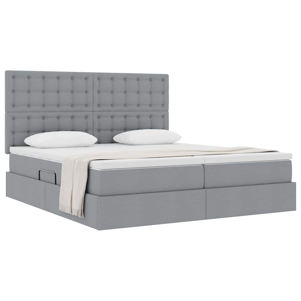 Krevet s od storage Svijetlo siva 180 x 200 cm Lažna koža