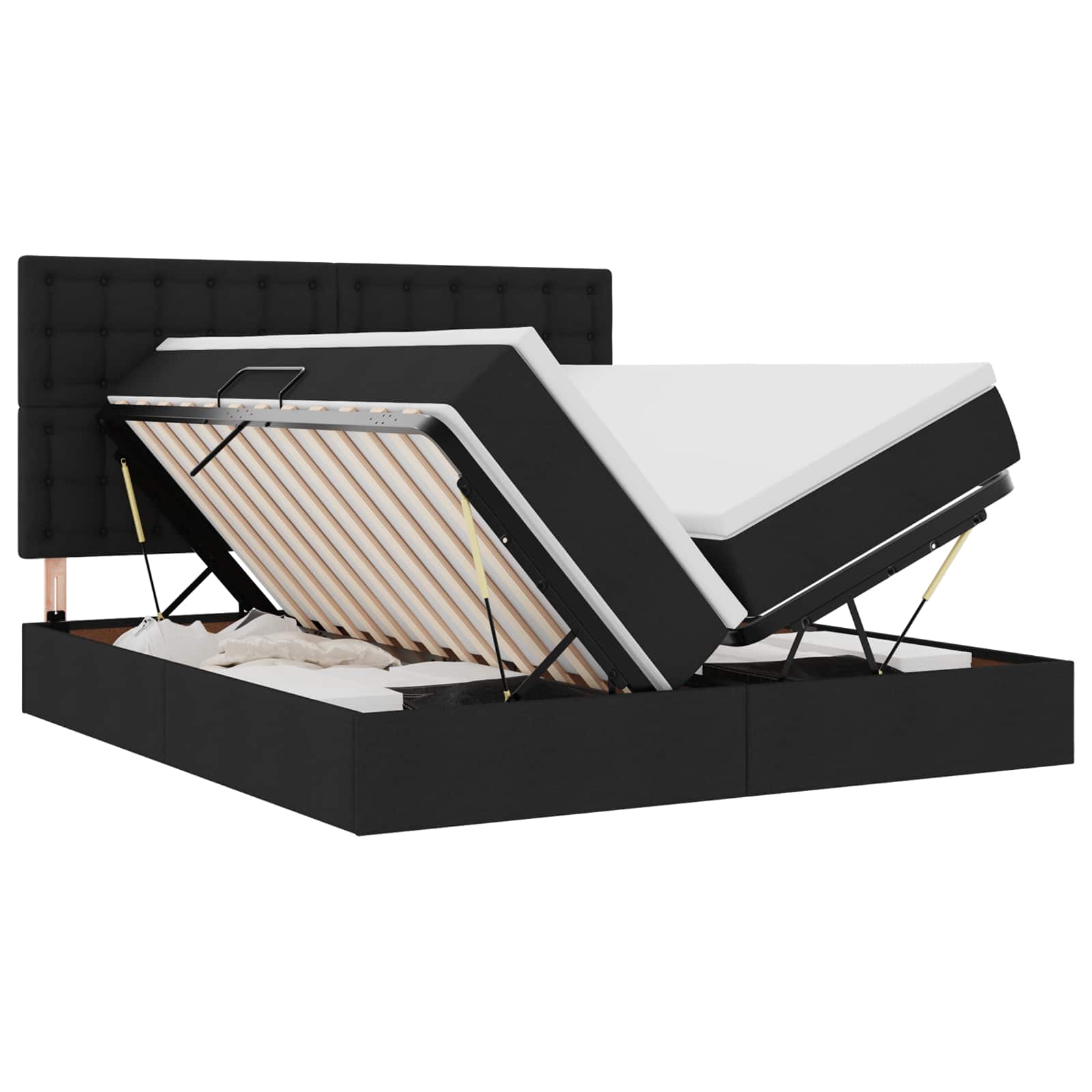 Krevet s od storage s uzglavljem Crna 180 x 200 cm Lažna koža
