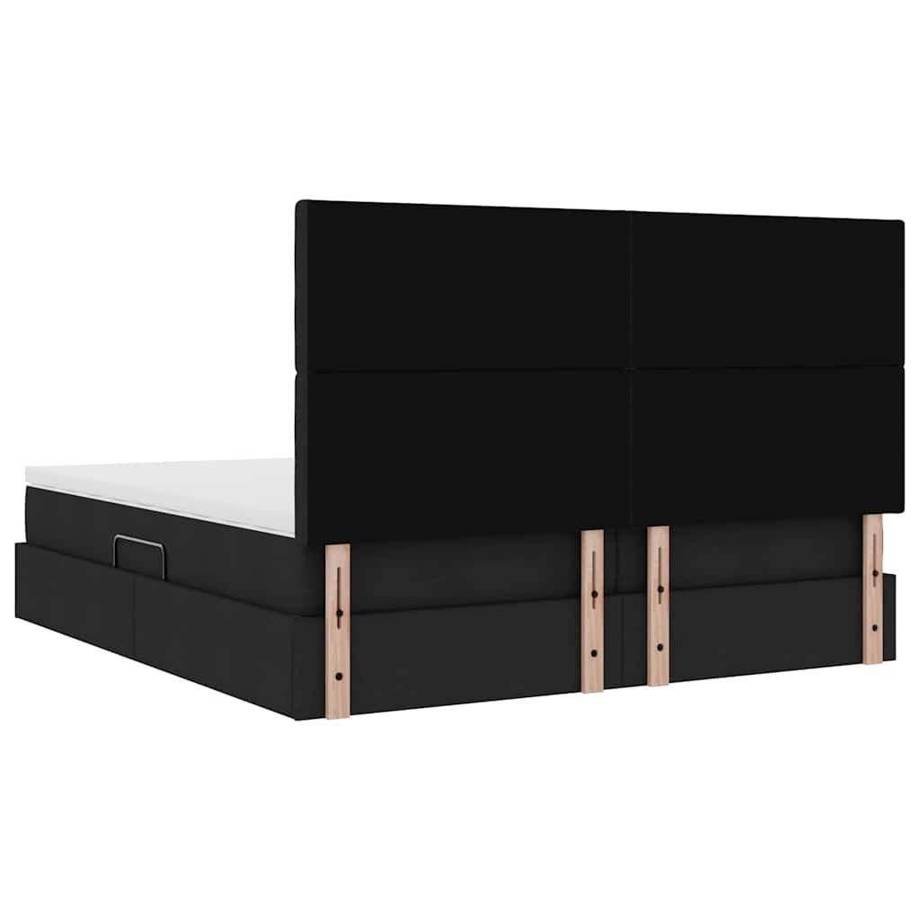 Krevet s od storage s uzglavljem Crna 180 x 200 cm Lažna koža