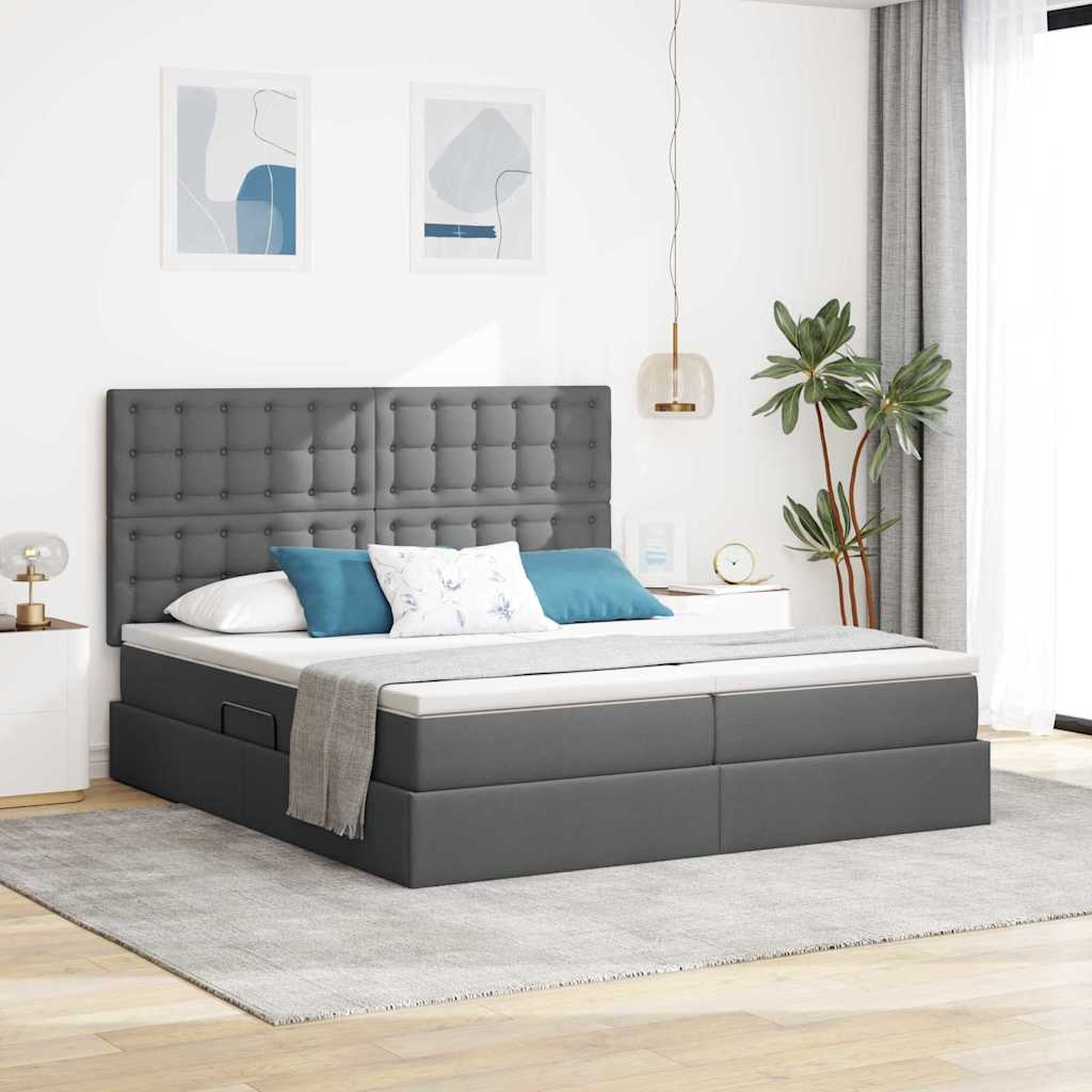 Krevet s od storage Tamno siva 200 x 200 cm Lažna koža