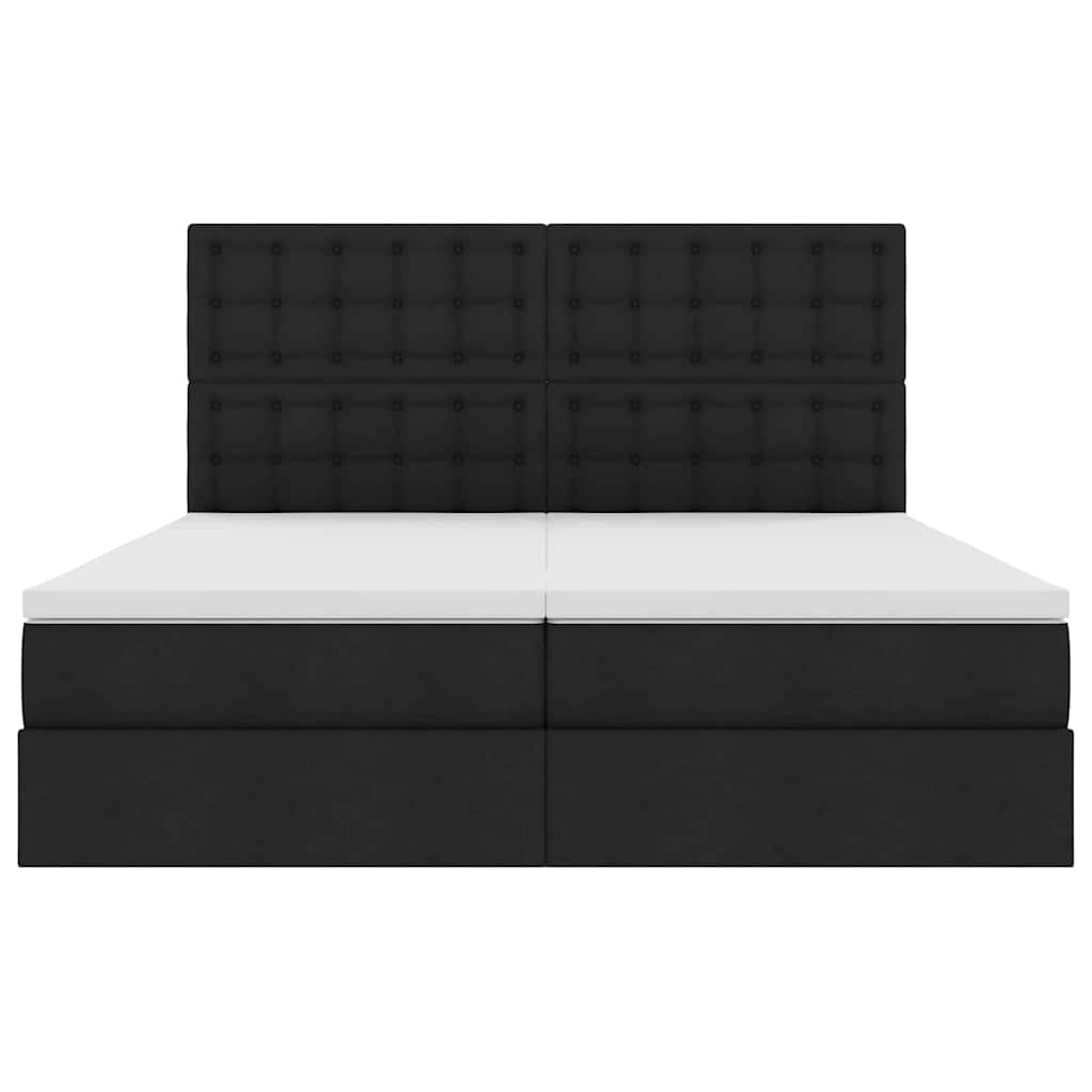 Krevet s od storage s uzglavljem Crna 200 x 200 cm Lažna koža