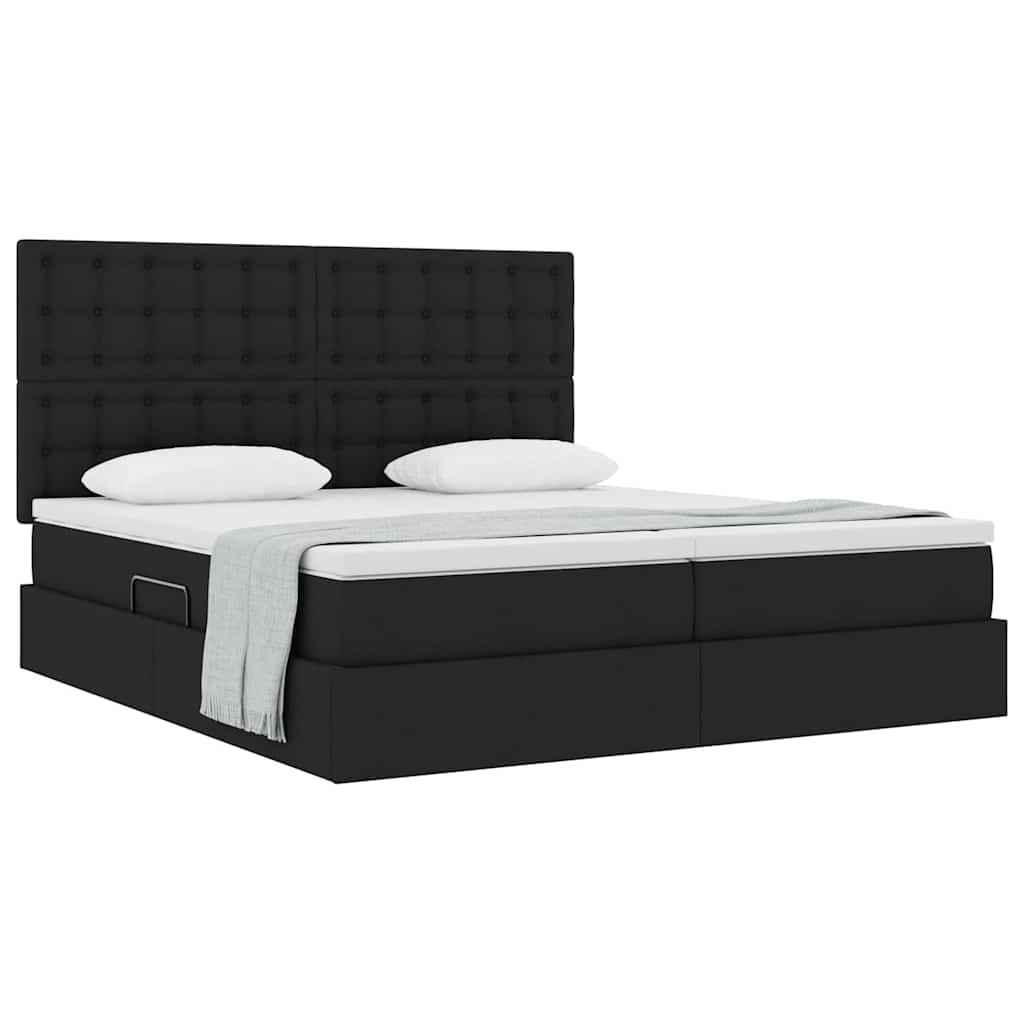 Krevet s od storage s uzglavljem Crna 200 x 200 cm Tkanina