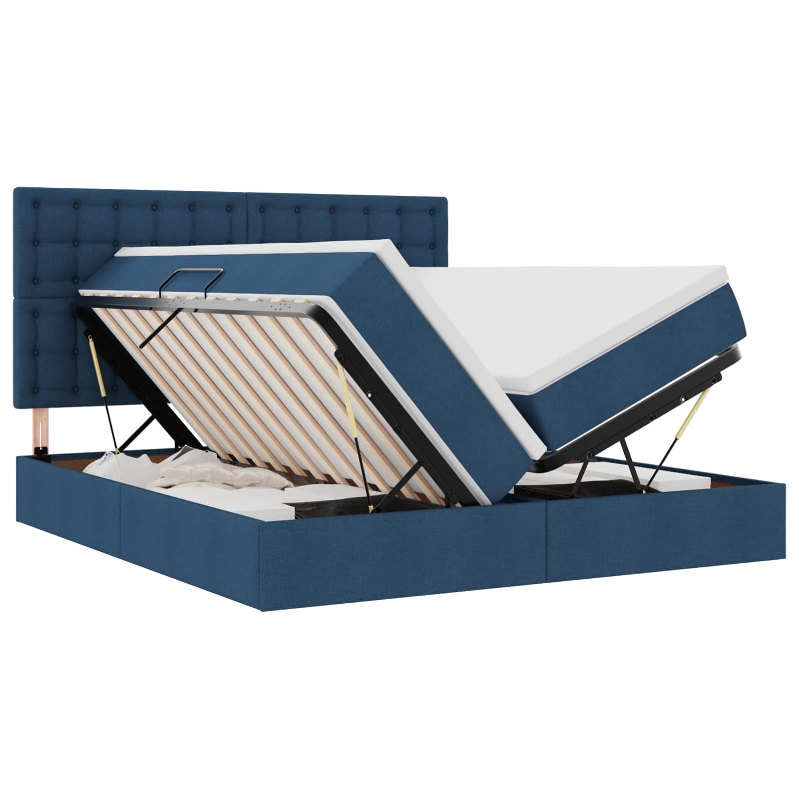 Krevet s od storage s uzglavljem Plava 200 x 200 cm Lažna koža