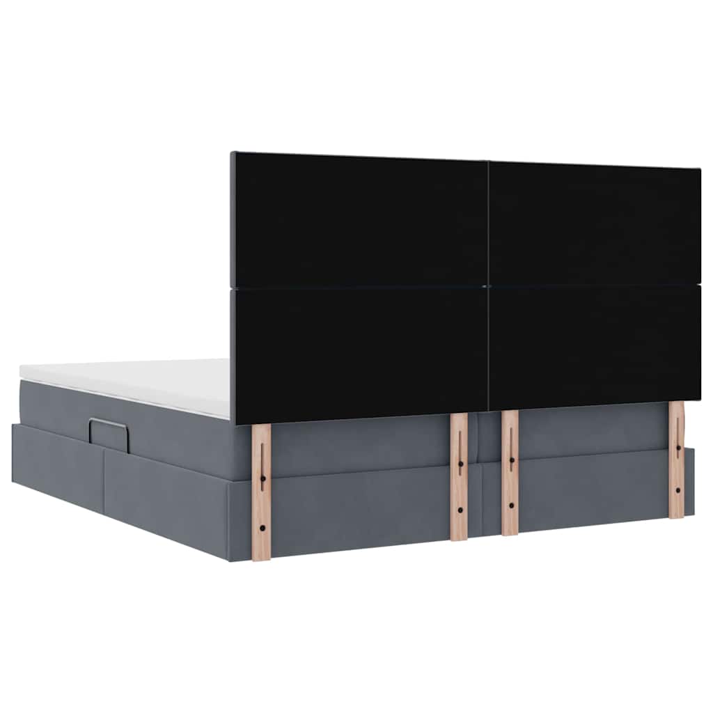 Krevet s od storage s madracem Tamno siva 200 x 200 cm Baršun