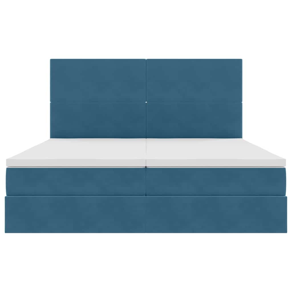 Krevet s od storage s madracem Tamno plava 200 x 200 cm Baršun