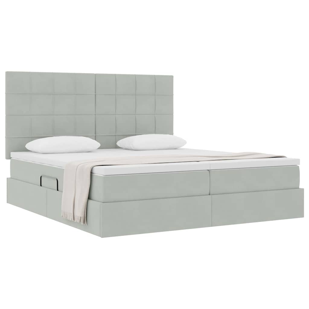 Krevet s od storage Svijetlo siva 180 x 200 cm Baršun