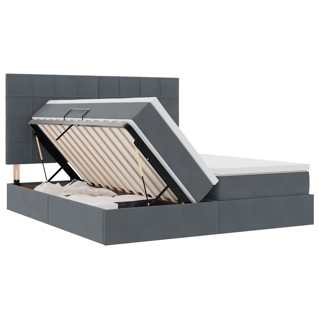 Krevet s od storage s madracem Tamno siva 180 x 200 cm Baršun