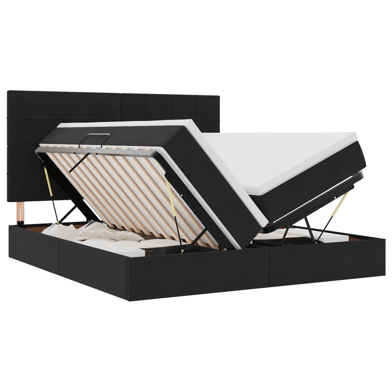 Krevet s od storage s madracem Crna 180 x 200 cm Baršun