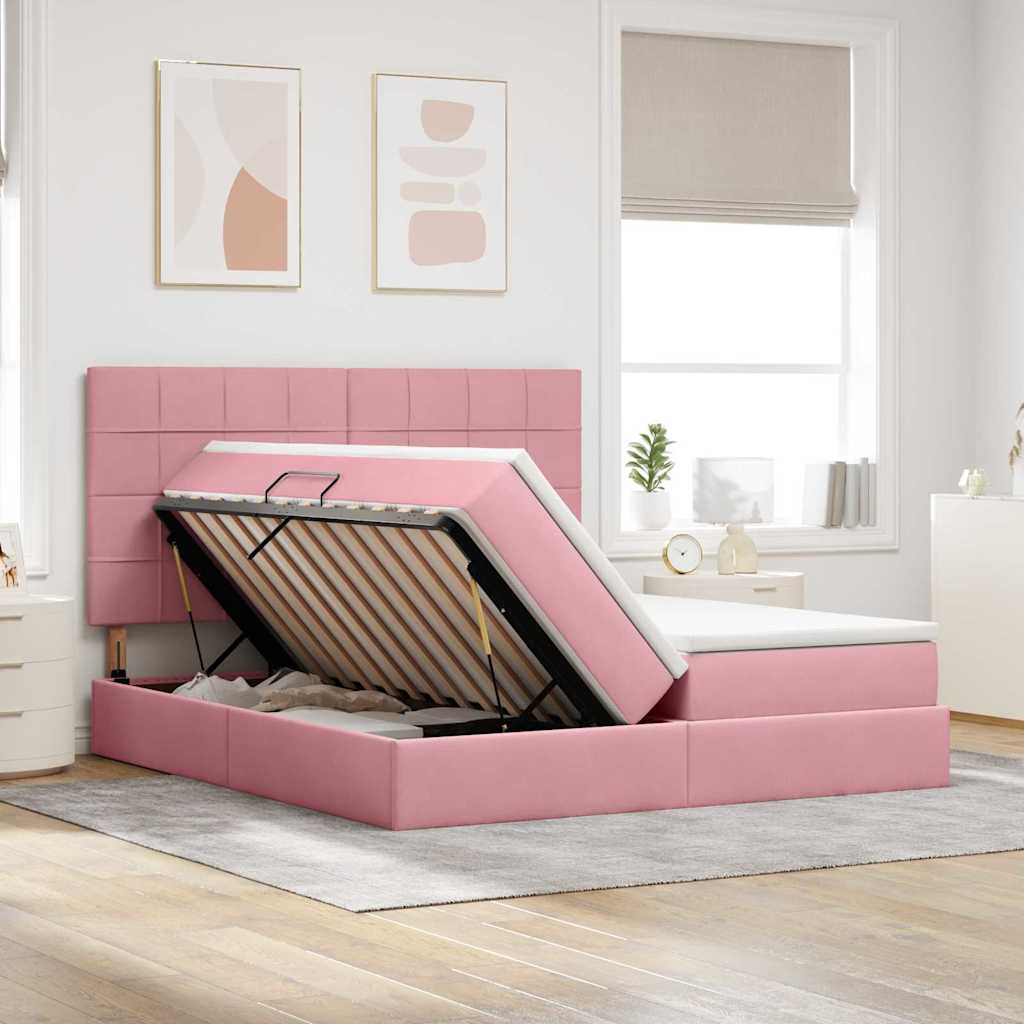 Krevet s od storage s madracem Ružičasta 180 x 200 cm Baršun