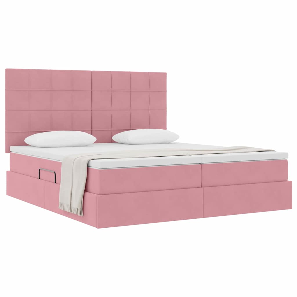 Krevet s od storage s madracem Ružičasta 180 x 200 cm Baršun