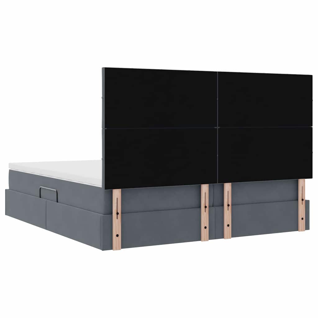 Krevet s od storage s madracem Tamno siva 200 x 200 cm Baršun